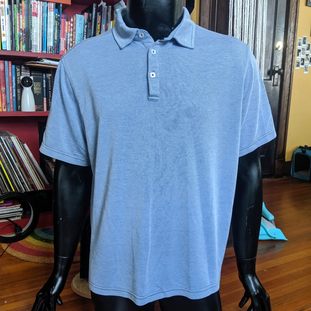 Nat Nast blue/grey knit polo shirt